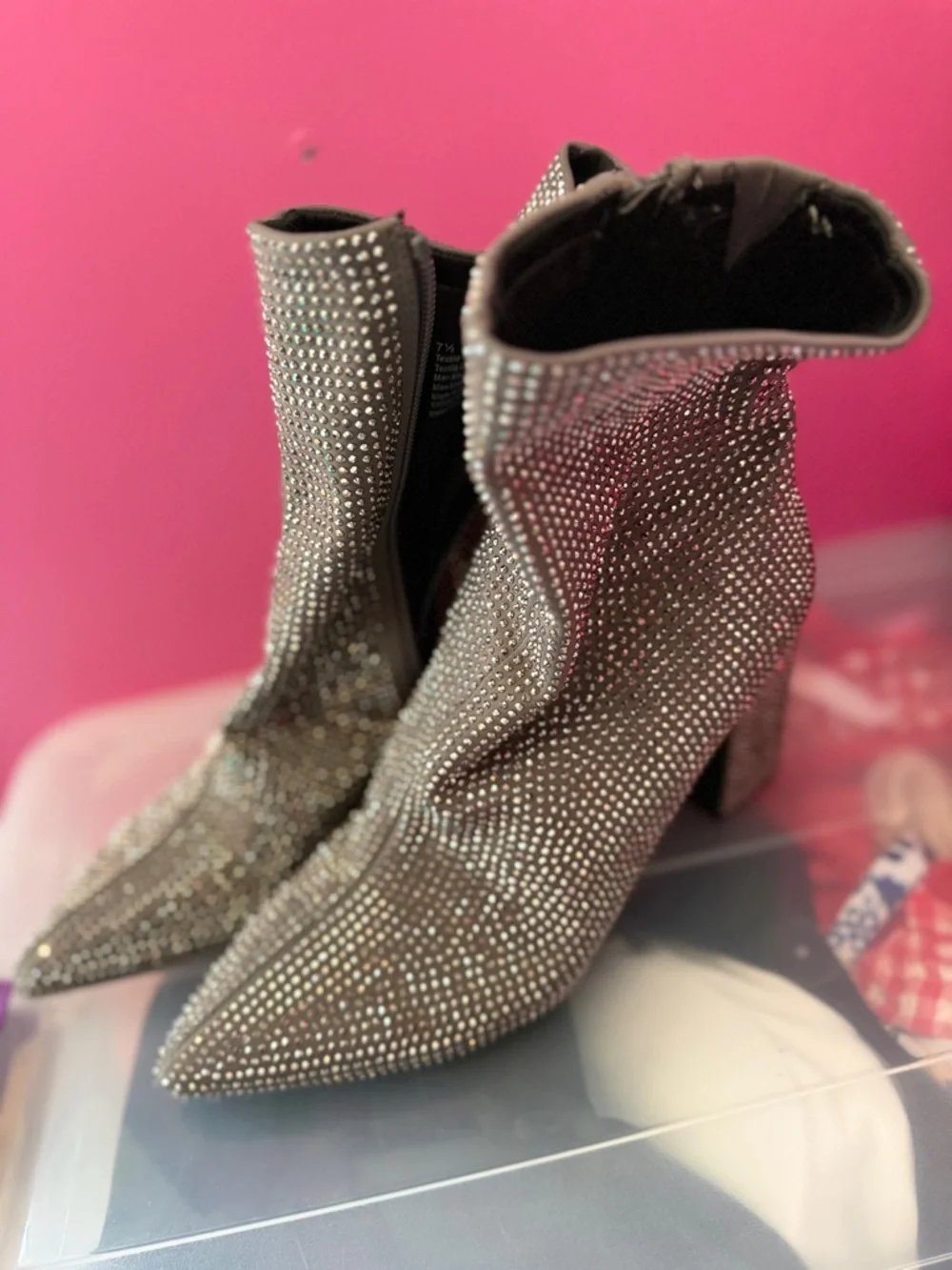 a new day Silver Rhinestone Pointed Ankle Boots - Picture 2 of 9